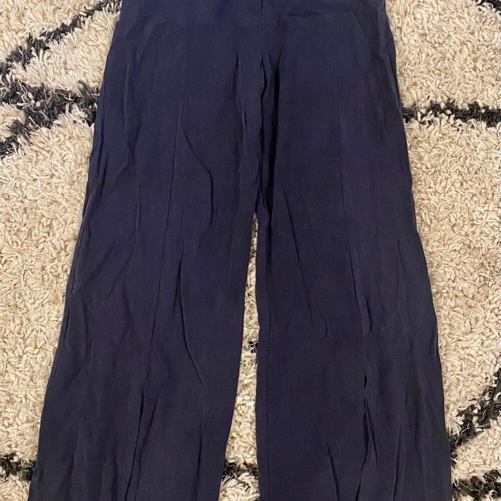 Rachel Pally Twill Slit Trouser Navy Indigo Wide Leg Size Small New!